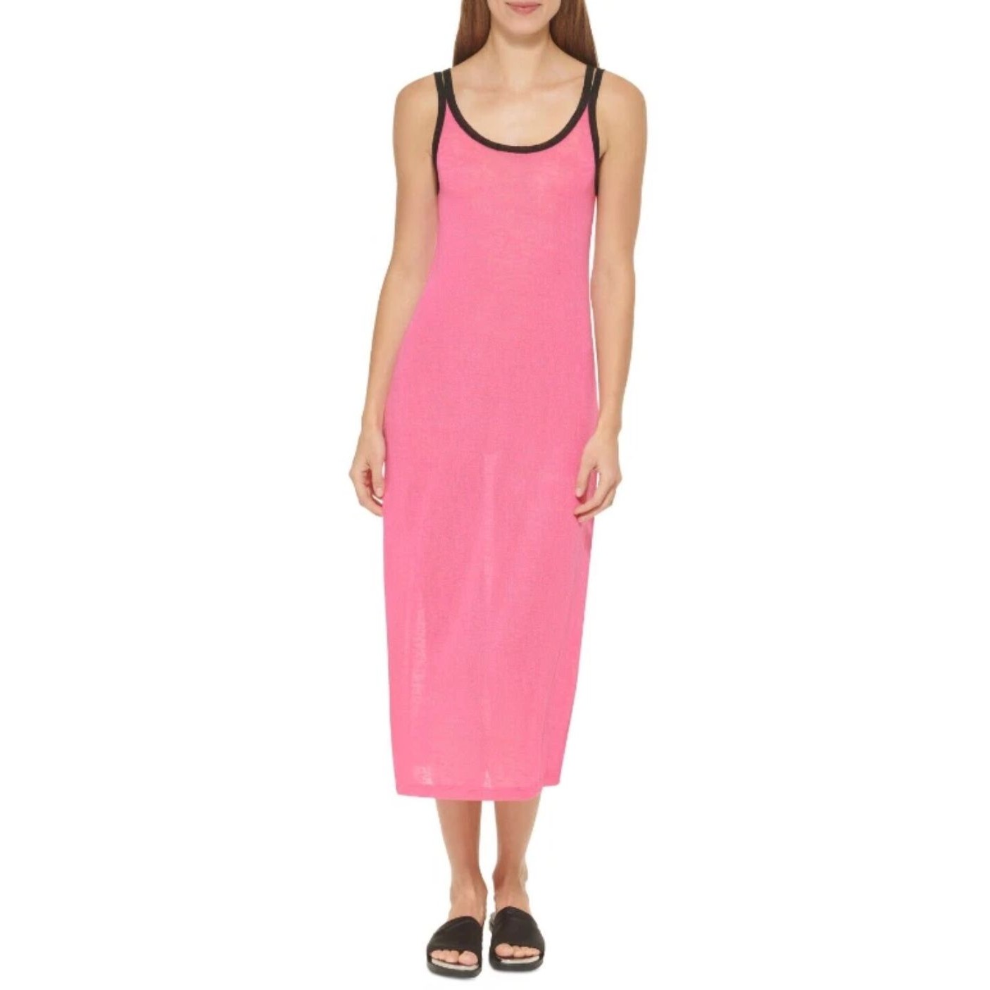 Dkny M Double-Strap Dress Cover-Up Swimsuit Pink Macy's